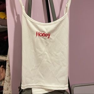 White Cropped Honey Tank Top